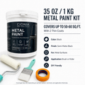CIONIA Metal Paint Kit, 35 oz Black Metal Paint for Railings, Gates, Fences, Trailers & Tool Boxes, Rust Resistant Semi-Matte Finish, Low Odor DIY Paint with Roller & Brush